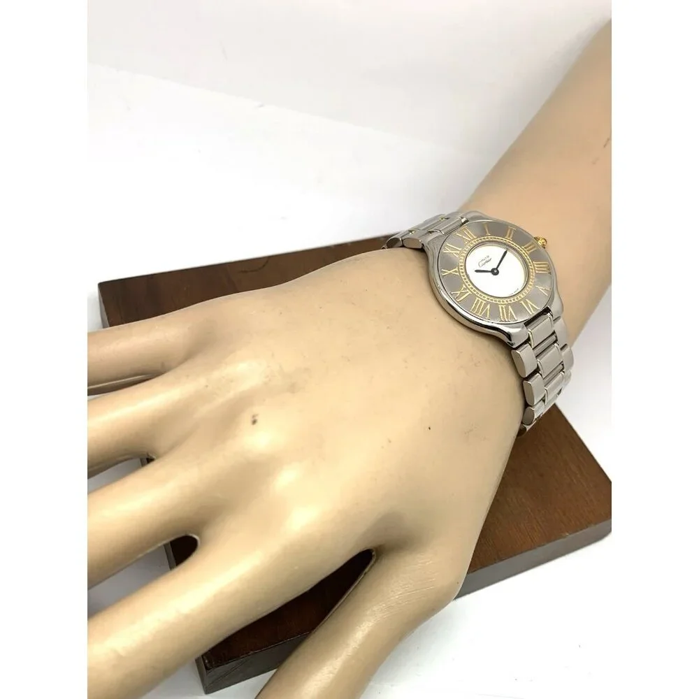 Cartier Must 21 Women's Watch Swiss Quartz Silver Dial Two Tone Steel 31mm